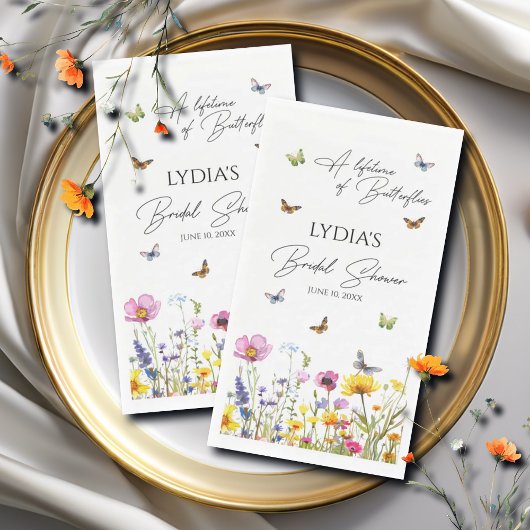 Serviette En Papier Une vie de papillons Fleur sauvage Fête des mariée