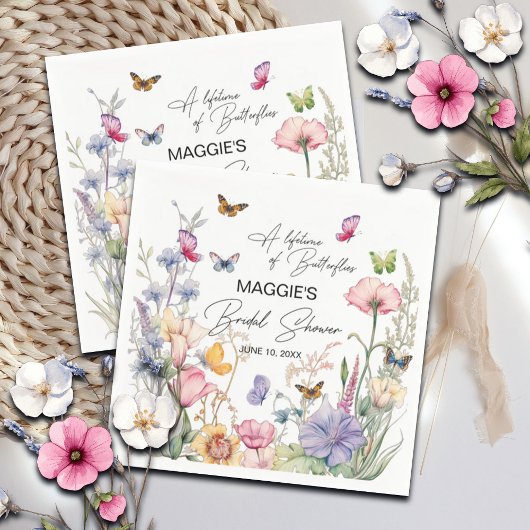 Serviette En Papier Une vie de papillons Fleur sauvage Fête des mariée