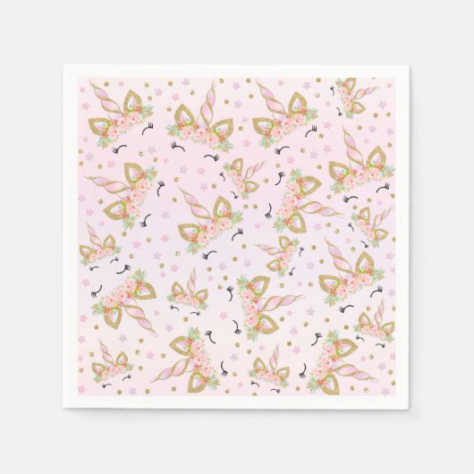 Serviette En Papier Unicorn Anniversaire de la fête Napkin Whimsical U (Devant)