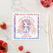 Serviette En Papier Unicorn Anniversaire fille rose arc-en-ciel Partie (En situation)