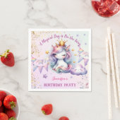 Serviette En Papier Unicorn Anniversaire Invitation Girl Rose Purple P (En situation)