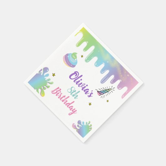 Serviette En Papier Unicorn arc-en-ciel Slime Anniversaire (Coin)