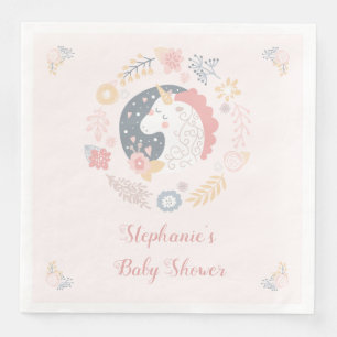 Serviette En Papier Unicorn Blush Florals Baby shower personnalisé