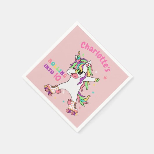 Serviette En Papier Unicorn Dabbing Roller Patinage Anniversaire (Coin)