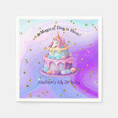 Serviette En Papier Unicorn étincelle Bleu pourpre gâteau 4e anniversa (Devant)