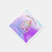 Serviette En Papier Unicorn étincelle Bleu pourpre gâteau 4e anniversa (Coin)