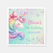 Serviette En Papier Unicorn Girl Magique Pastel Rainbow Anniversaire (Devant)