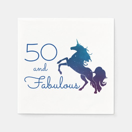 Serviette En Papier Unicorn Lover's 50 and Fabulous Birthday (Devant)