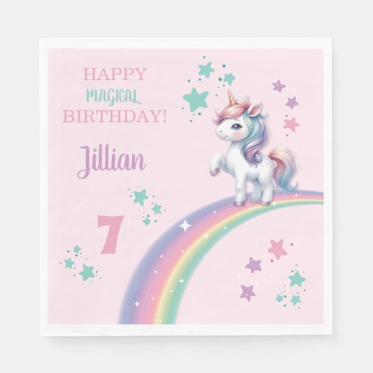 Serviette En Papier Unicorn Magique fête d'anniversaire (Devant)