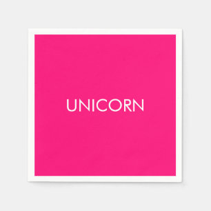 Serviette En Papier "Unicorn" minimaliste fuchsia rose chaud