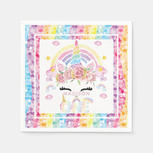 Serviette En Papier Unicorn Parties scintillant colorée Premier annive