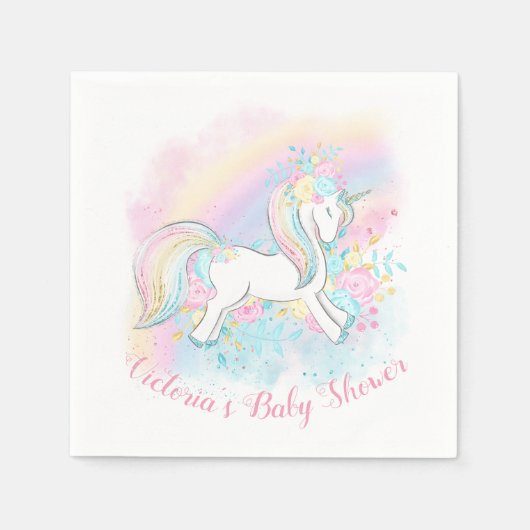 Serviette En Papier Unicorn Pastel Baby shower arc-en-ciel serviettes (Devant)