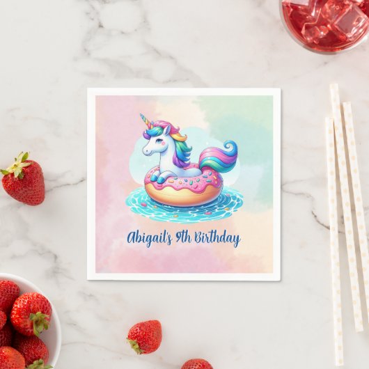 Serviette En Papier Unicorn Pool Party Anniversaire (En situation)