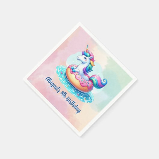 Serviette En Papier Unicorn Pool Party Anniversaire (Coin)