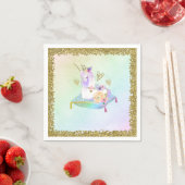 Serviette En Papier Unicorn Princesse Iridescente Rainbow Pastel Party (En situation)