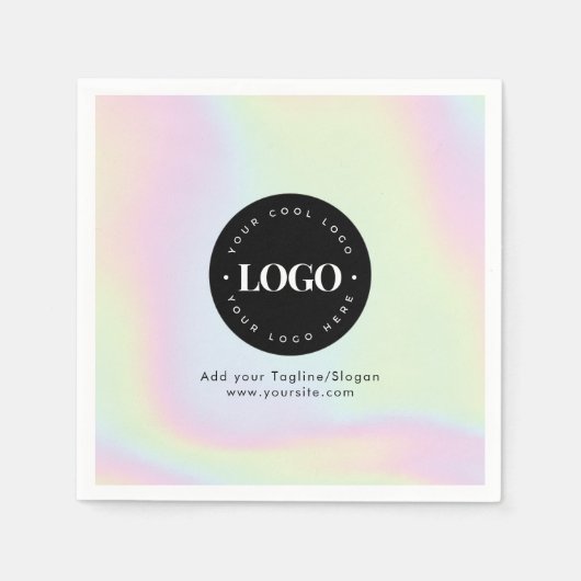 Serviette En Papier Unicorn Rainbow Holographic Pastel Business Logo (Devant)