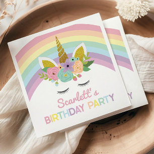 Serviette En Papier Unicorn Rainbows fête d'anniversaire