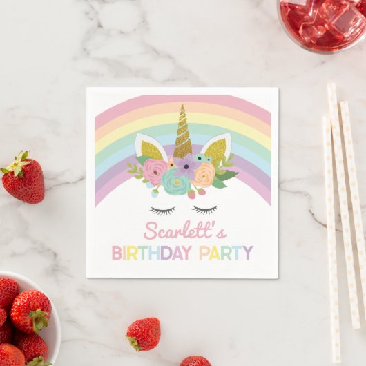 Serviette En Papier Unicorn Rainbows fête d'anniversaire (En situation)