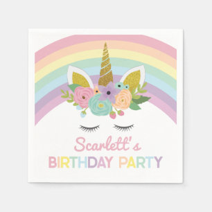 Serviette En Papier Unicorn Rainbows fête d'anniversaire