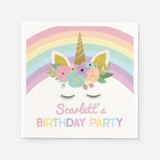 Serviette En Papier Unicorn Rainbows fête d'anniversaire (Devant)