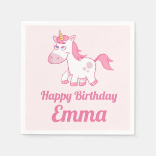 Serviette En Papier Unicorn rose mignon papier d'anniversaire Napkin
