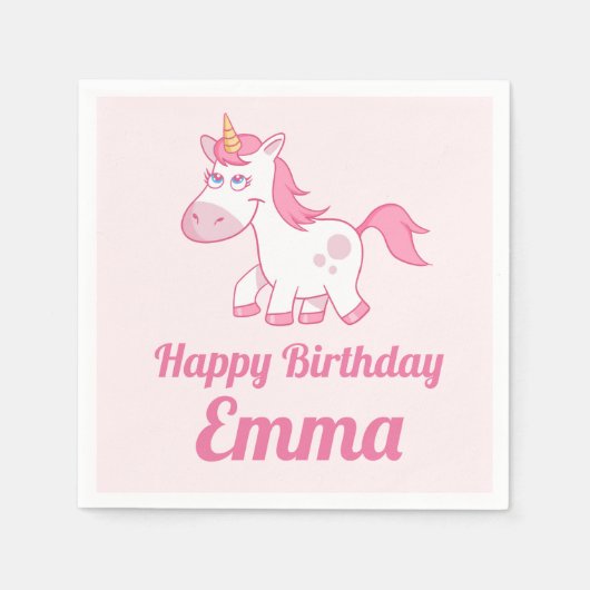 Serviette En Papier Unicorn rose mignon papier d'anniversaire Napkin (Devant)