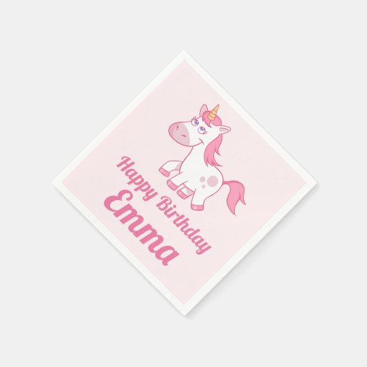 Serviette En Papier Unicorn rose mignon papier d'anniversaire Napkin (Coin)
