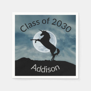 Serviette En Papier Unicorn Silhouette Moon Classe de Graduation 2030