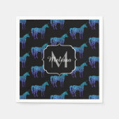 Serviette En Papier Unicorn Sparkles aqua blue ombre motif Monogramme (Devant)