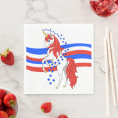 Serviette En Papier Unicorne Américaine Patriotique Bleu Rouge (En situation)