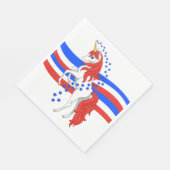 Serviette En Papier Unicorne Américaine Patriotique Bleu Rouge (Coin)