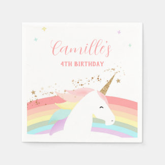 Serviette En Papier Unicorne anniversaire invitation rainbow moderne