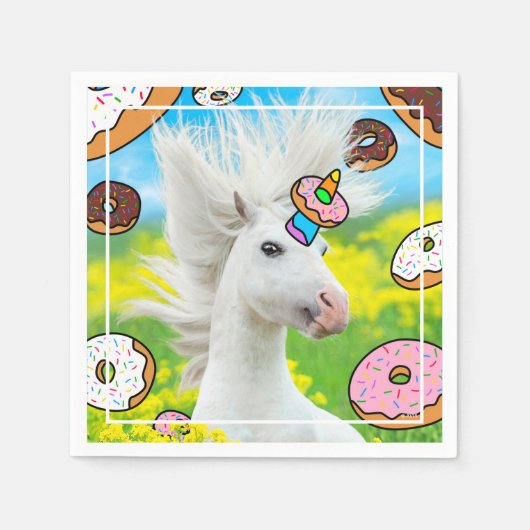Serviette En Papier Unicorne avec beignes (Devant)
