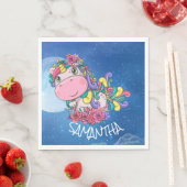 Serviette En Papier Unicorne Bleue Lune (En situation)