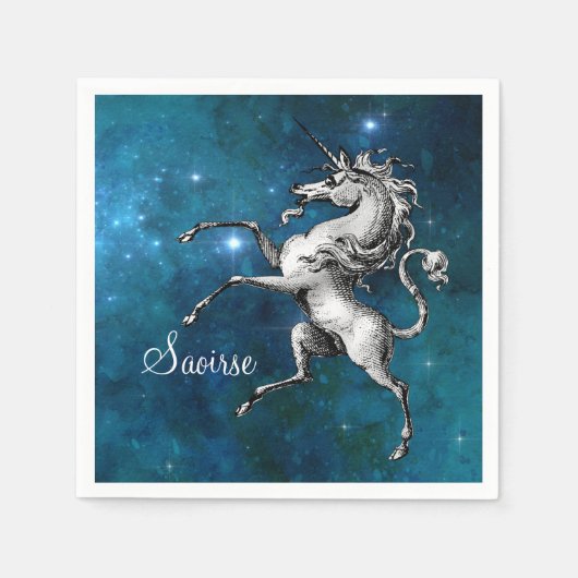 Serviette En Papier Unicorne céleste (Devant)