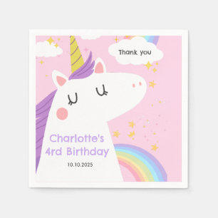Serviette En Papier Unicorne colorée et Rainbows fête d'anniversaire