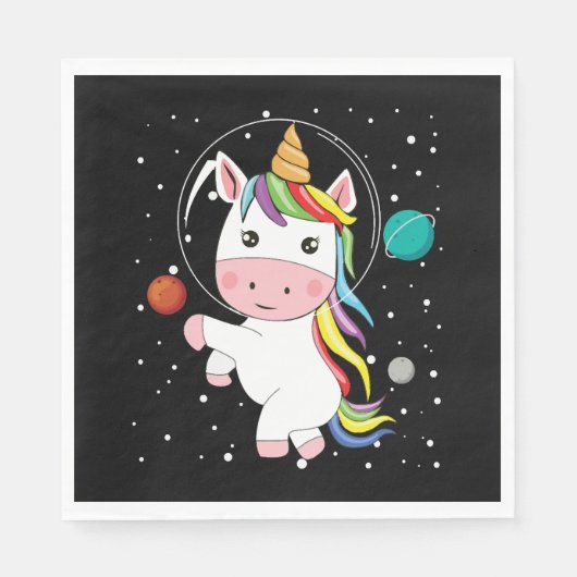 Serviette En Papier Unicorne Dans L'Espace (Devant)