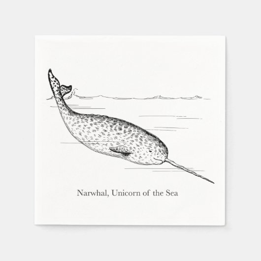 Serviette En Papier Unicorne de baleine de Narwhal de la mer (Devant)