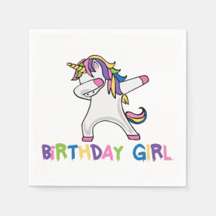Serviette En Papier Unicorne de couleur vive Dabbing fille d'anniversa