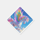Serviette En Papier Unicorne de la danse ailée arc-en-ciel (Coin)