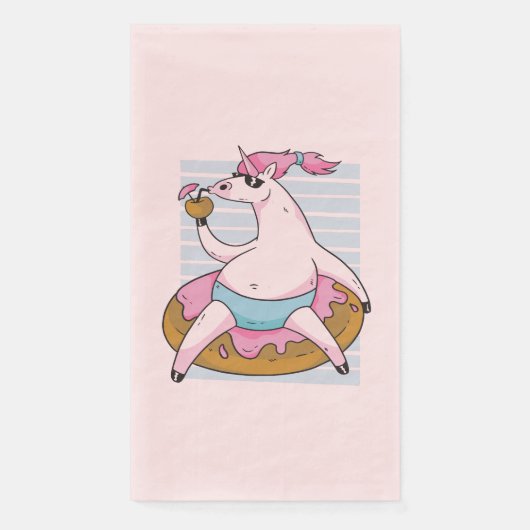 Serviette En Papier Unicorne d'été sur le beigne gonflable (Devant)