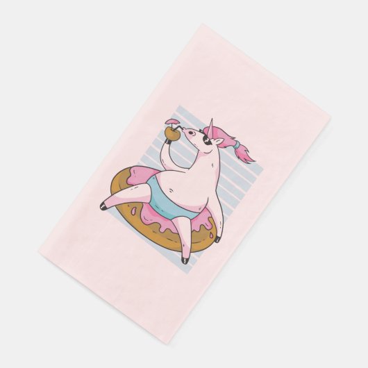 Serviette En Papier Unicorne d'été sur le beigne gonflable (Coin)