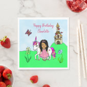 Serviette En Papier Unicorne et fée fête d'anniversaire personnalisée (En situation)