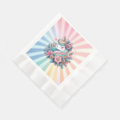 Serviette En Papier Unicorne et fleurs magiques rose et or (Coin)