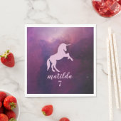 Serviette En Papier unicorne mignonne mauve magique (En situation)