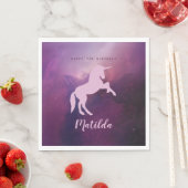 Serviette En Papier unicorne mignonne mauve magique (En situation)