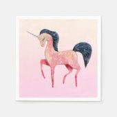 Serviette En Papier Unicorne nordique rose avec Black Mane Anniversair (Devant)