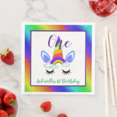 Serviette En Papier Unicorne Premier anniversaire (En situation)