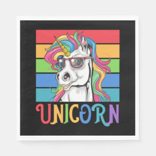 Serviette En Papier Unicorne rétro avec lunettes de soleil-cadeau pour