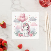 Serviette En Papier Unicorne rose (En situation)